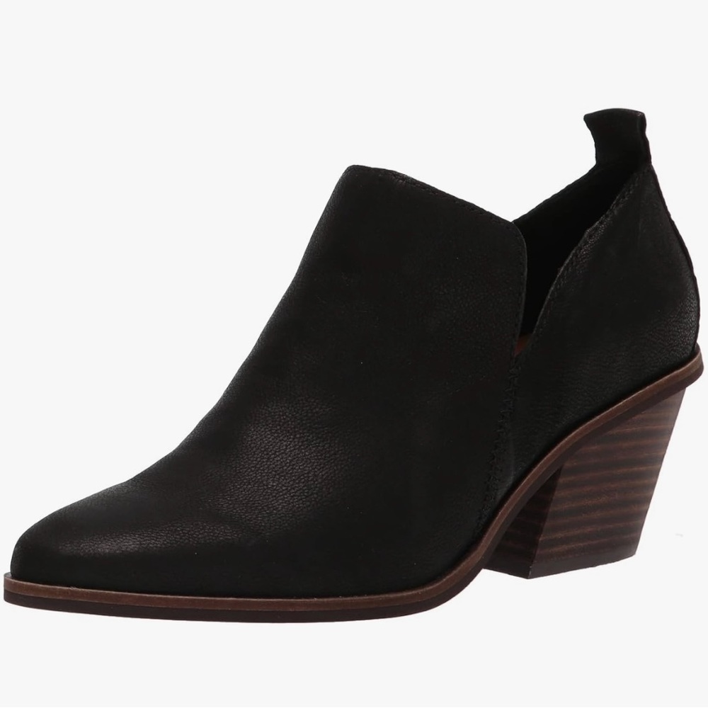 Lucky Brand Victorey Black Leather Ankle Boot Size 8.5